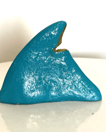 BELI - sculpture Baby shark fin - "Aileron H6" N°61/273 turquoise & gold color