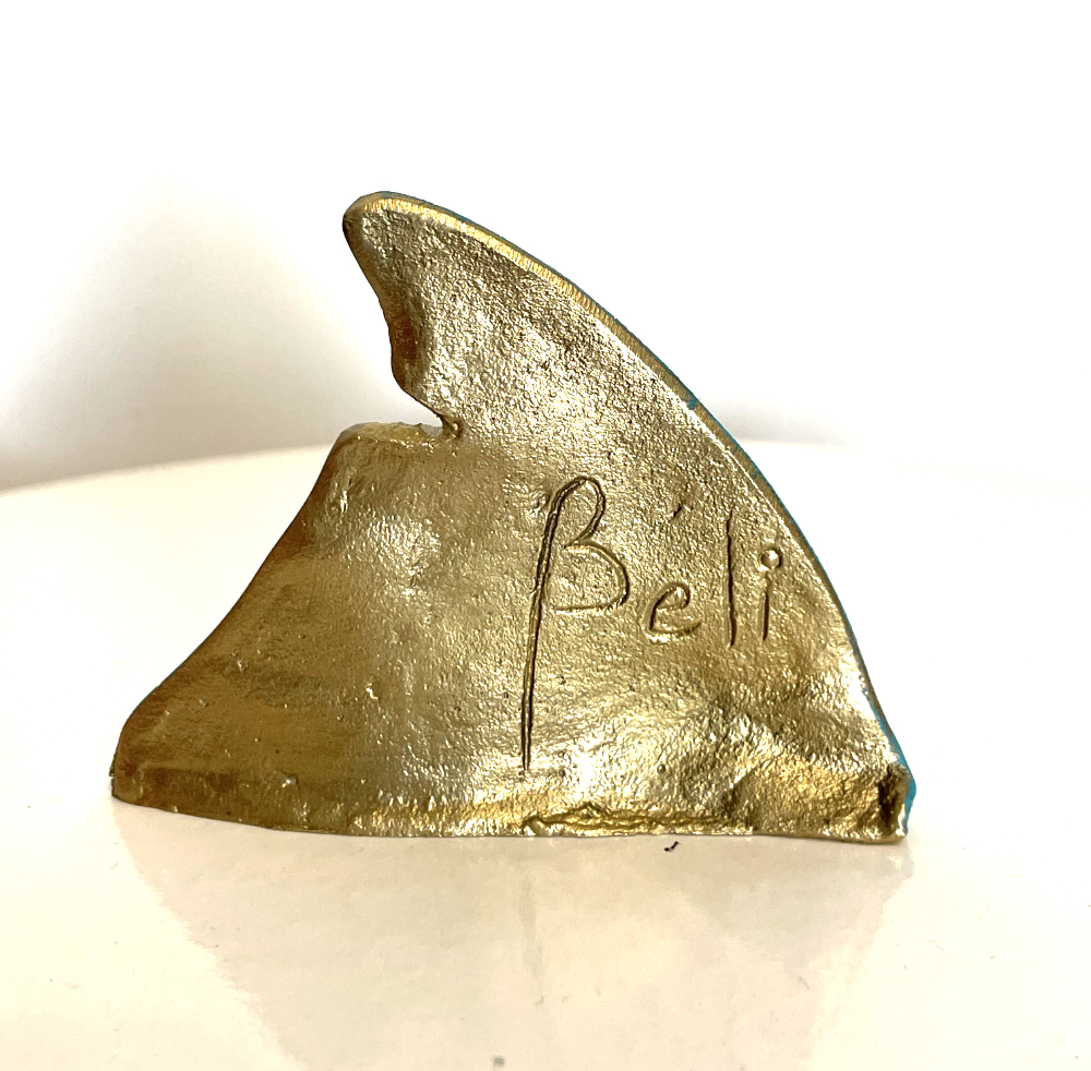 BELI - sculpture - "Aileron H6" N°65/273 couleur turquoise brillant et or verso