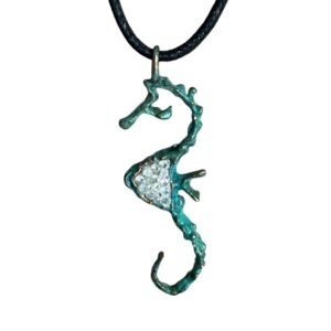 Pendentif Hippocampe - Symphonie Cristal - Patine Verte
