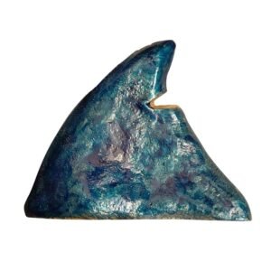 Sculpture - Aileron H6 - N°64/273 - Bleu Vitrail et Verso 3 Coeurs Sur Bronze Brut