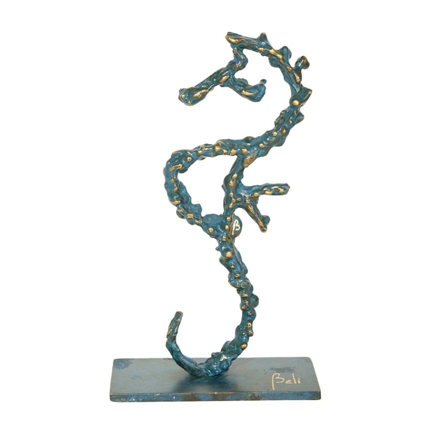 Sculpture - Hippocampe Symphonie - Bleu & Bronze