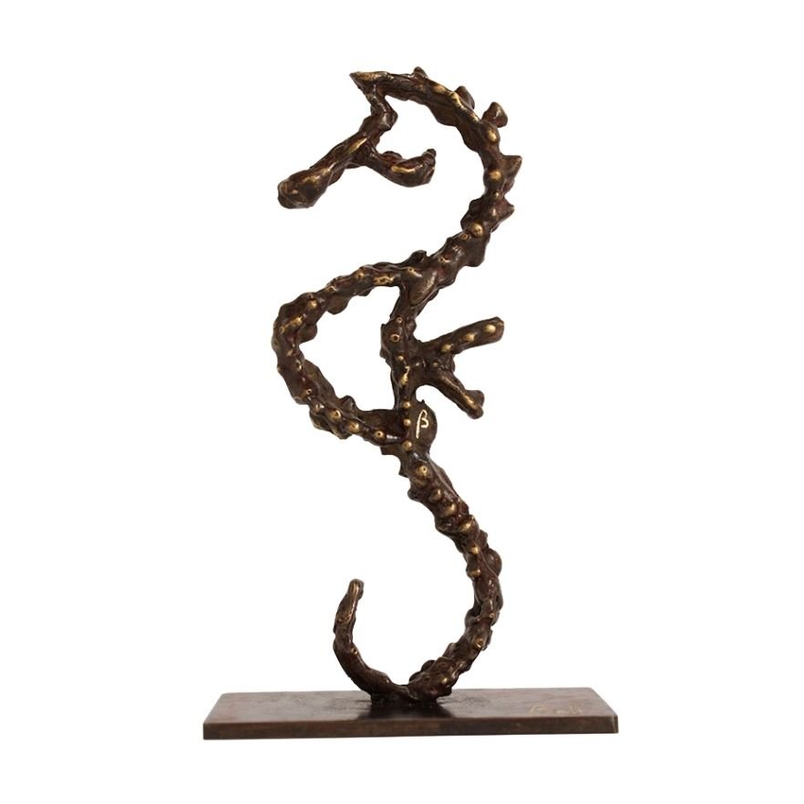 Sculpture - Hippocampe Symphonie - Marron & Bronze