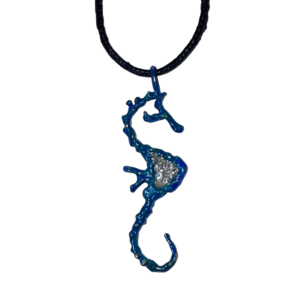 Pendentif Hippocampe - Symphonie Cristal - Patine Bleue